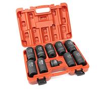 NEIKO 02531A 10 Piece 12 Point Socket Set 1/2” Drive, Lug Nut Remover, Spindle Nut Socket, Axle Nut Socket Set, Metric 29-39mm Socket 1/2 Drive Impact Set, Cr-Mo Impact Adapter, 3/4" -1/2” Reducer