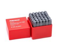 NEIKO 02625A Number and Letter Punch Set with Heat-Treated Steel Punches, Imprinting & Arts and Crafts, 5/16" (8MM) Shaft, 36 Pc Stamp Set, Uppercase Letter & Number Punch Set (A-Z / 0-8 / "&" Symbol)