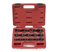 Neiko 03324A Crowfoot Wrench Set 1/2" and 3/8” Drive, 15 Piece, Metric Crows Foot Wrench Sizes 8mm-24mm, Chrome-Moly Flare Nut Wrench Set