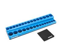 NEIKO 03971A Magnetic Socket Holder | 3/8” Drive | 6mm-20mm | Holds Shallow & Deep Sockets Tray | Metric Socket Organizer | 30 Hole Tool Box Storage | Scratch Free Mounting | High Visibility