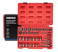 NEIKO 04208A Master Screw, Nut, & Bolt Extractor, 36 Piece Lug Nut Removal Tool, 3/8 Dr., Deep and Shallow Stripped Bolt Extractor Socket Set, Rounded Bolt Removal Tool, Nut Remover Socket Set, CR-Mo