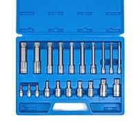 NEIKO 10057A XZN Triple Square Bit Set, 20-Piece Set, Spline Socket Set, Extra Long 4” Triple Square Socket Set, 4mm to 18mm, 12 Point Socket Set Tamperproof, Square Drive Socket Bit, S2 & Cr-V Steel