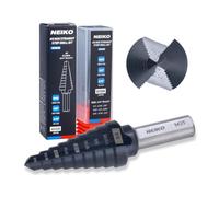 NEIKO 10184B Step Drill Bit, 9 Steps 1/4" to 3/4" Straight M35 Cobalt, AlTiSiN Coated, 3/8" Tri-Flat Step Bits for Steel, Metal, Wood, Plastic, Unibit Cone Drill Bits, Two Flute