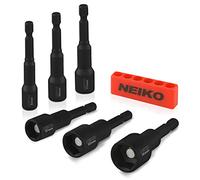 NEIKO 10191A Magnetic Nut Driver Set, 6 Piece Impact Nut Driver Set, MM, 8 to 14mm, 2-9/16” Long Nut Driver Bit Set for Impact Drill, Cr-V Metric
