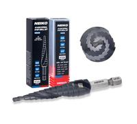 NEIKO 10602B Step Drill Bit, 13 Steps 1/8" to 1/2" Spiral M35 Cobalt, AlTiSiN Coated, 1/4" Quick Change Step Bits for Steel, Metal, Wood, Plastic, Unibit Cone Drill Bits, Two Flute