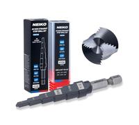 NEIKO 10604B Step Drill Bit, 6 Steps 3/16" to 1/2" Straight M35 Cobalt, AlTiSiN Coated, 1/4" Quick Change Step Bits for Steel, Metal, Wood, Plastic, Unibit Cone Drill Bits, Two Flute