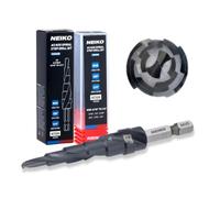 NEIKO 10605B Step Drill Bit, 6 Steps 3/16" to 1/2" Spiral M35 Cobalt, AlTiSiN Coated, 1/4" Quick Change Step Bits for Steel, Metal, Wood, Plastic, Unibit Cone Drill Bits, Two Flute