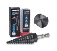 NEIKO 10610B Step Drill Bit, 12 Steps 3/16" to 7/8" Straight M35 Cobalt, AlTiSiN Coated, 1/4" Quick Change Step Bits for Steel, Metal, Wood, Plastic, Unibit Cone Drill Bits, Two Flute