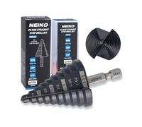 NEIKO 10613B Step Drill Bit, 10 Steps 1/4" to 1-3/8" Straight M35 Cobalt, AlTiSiN Coated, 1/4" Quick Change Step Bits for Steel, Metal, Wood, Plastic, Unibit Cone Drill Bits, Two Flute
