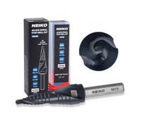 NEIKO 10615B Step Drill Bit, 2 Steps 3/8" to 1/2" Spiral M35 Cobalt, AlTiSiN Coated, 1/4" Tri-Flat Step Bits for Steel, Metal, Wood, Plastic, Unibit Cone Drill Bits, Two Flute