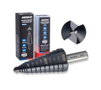 NEIKO 10622B Step Drill Bit, 9 Steps 1/2" to 1" Straight M35 Cobalt, AlTiSiN Coated, 3/8" Tri-Flat Step Bits for Steel, Metal, Wood, Plastic, Unibit Cone Drill Bits, Two Flute