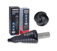 NEIKO 10623B Step Drill Bit, 9 Steps 1/2" to 1" Spiral M35 Cobalt, AlTiSiN Coated, 3/8" Tri-Flat Step Bits for Steel, Metal, Wood, Plastic, Unibit Cone Drill Bits, Two Flute