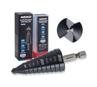 NEIKO 10624B Step Drill Bit, 9 Steps 1/2" to 1" Straight M35 Cobalt, AlTiSiN Coated, 1/4" Quick Change Step Bits for Steel, Metal, Wood, Plastic, Unibit Cone Drill Bits, Two Flute