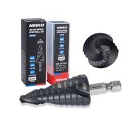 NEIKO 10625B Step Drill Bit, 9 Steps 1/2" to 1" Spiral M35 Cobalt, AlTiSiN Coated, 1/4" Quick Change Step Bits for Steel, Metal, Wood, Plastic, Unibit Cone Drill Bits, Two Flute