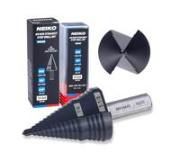 NEIKO 10626B Step Drill Bit, 2 Steps 7/8" to 1-1/8" Straight M35 Cobalt, AlTiSiN Coated, 3/8" Tri-Flat Step Bits for Steel, Metal, Wood, Plastic, Unibit Cone Drill Bits, Two Flute