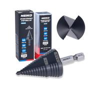 NEIKO 10628B Step Drill Bit, 2 Steps 7/8" to 1-1/8" Straight M35 Cobalt, AlTiSiN Coated, 1/4" Quick Change Step Bits for Steel, Metal, Wood, Plastic, Unibit Cone Drill Bits, Two Flute