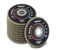 NEIKO 11107A 10 Pack Aluminum Oxide Flap Discs 4-1/2 for Angle Grinder, 60 Grit Flapper Wheel, Flat T27 Grinding Wheel 4.5 Inch Flap Disc, 7/8" Arbor Grinding Disc, Wood & Metal Sanding
