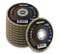 NEIKO 11108A Aluminum Oxide Angle Grinder Sanding Disc, 80 Grit, 4.5” x 7/8” Flap Disc, Flat Type #27 13,300 RPM, Premium & Industrial Grade Grinding Wheel, 10 Pk, Metal Sanding Disc for Angle Grinder
