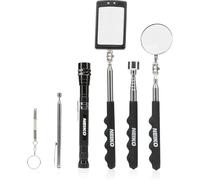 NEIKO 20736A (6) Piece Set, Magnetic Tool & Telescoping Mirror Set, Adjustable Telescoping Magnetic Pickup Tool, Flashlight 15lb Retriever Tool, 360 Swivel, Magnet Mirror, Magnetic Tools for Mechanic