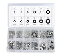 Neiko 50400A Split Lock and Flat Washer Assortment Stainless Steel 350 Piece, Silver