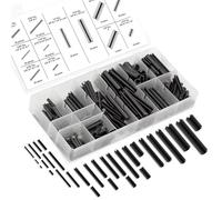 Neiko 50412A Roll Pin Assortment Set with Storage Case | 315 Pieces | SAE | Slotted Spring Steel | Black Dowel Tension Roll Pin