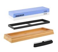 NEIKO 54002A Whetstone 1000/6000, Stone Knife Sharpening Kit, 2-Sided, Highly Durable Corundum Water Stone, Angle Guide & Non-Slip Bamboo Base, Knife Sharpening Stone Kit, Sharpening Wet Stone