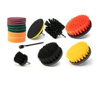 Neiko Drill Attachment Set | 15 Pieces | Polishing, Buffing, Scouring Cleaning Round Pad for Carpets | Power Scrub Brush for Toilets | Long Reach Extension Included, Multicolor