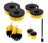 Neiko Drill Set | 9PC General All-Purpose Cleaning for Home and Automotive| Power Scrub Brushes with Extended Reach Attachment, Grout, Black and Yellow