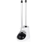 Neiko Toilet Plunger and Brush Combo Caddy Set, Aluminum Handles | White Canister Base