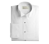 Neil Allyn Men's SLIM FIT Wing Collar 1/4" Pleats Tuxedo Shirt - White -