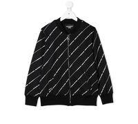 Neil Barrett Kids diagonal logo stripe bomber jacket - Black 12 yrs