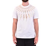 Neil Barrett Mens Lightning Bolt Graphic Tee - White Cotton - Size Medium