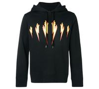 Neil Barrett Mens Thunder Flame Lightning Bolt Logo Black Hoodie Cotton - Size Small