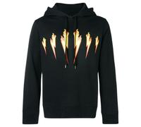 Neil Barrett Thunder Flame Lightning Bolt Logo Hoodie - Black - S
