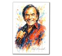 Neil Diamond Watercolor Portrait Wall Art, A4 Print, Music Legend with Microphone Design, Vibrant Poster