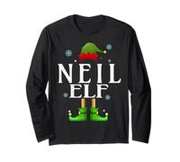 Neil Elf Xmas Funny Men's Family Matching Christmas Neil Long Sleeve T-Shirt