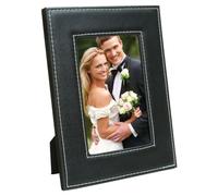 Neil Enterprises Inc. 5" x 7" Black Faux Leather Picture Frame with White Stitching