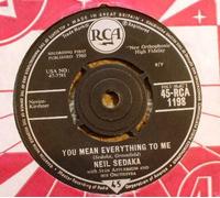 Neil Sedaka - you mean everything to me / run samson run 45 rpm single