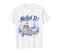 Neil the Seal Meme Neiled it Value Graphic T-Shirt, Men, White, L