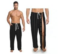 neilgo Tearaway Post-Surgery Recovery Pajamas Pants with Velcro Closure, ACL, Hip ,Knee Surgery Burn Care Essentials, Black, L-XL