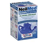 NeilMed NasaFlo Neti Pot Plastic Nasal Wash All Natural Relief 60 Sachets