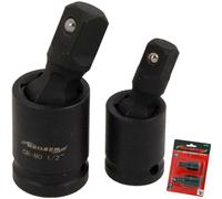 Neilsen 2pc Universal Joint Impact Socket Wobble Extension Adaptor 1/2" 3/8" Set