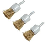 Neilsen 3Pc 25mm Rotary Brass Steel Wire Brush Crimp Cup Set Wheel For Drill