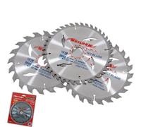 Neilsen CT2519 3-piece 185mm TCT Circular Saw Blades | 20, 24, and 40 Teeth | For Wood and Plywood