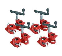 Neilsen 4PC 3/4" Wood Gluing Pipe Clamp Set - Heavy Duty Cast Iron Clamps for Woodworking - Red
