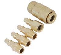 5 PIECE FULL BRASS AIR COUPLER SET