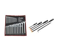 Neilsen ct0795 Spanner Set 25pc (Combination-Satin Finish) 6-32mm, Silver & CT0239 Pry Set with Black Handles Includes roll Head bar - Black (5-Piece)