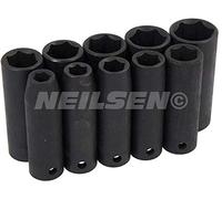 neilsen CT0814 1/2-Inch Drive Impact Socket Set - Silver (11-Piece)