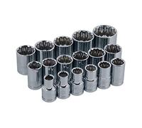 Neilsen CT0871 17pc Socket Set for Use with 1/2in Drive Sizes 10-30m, Chrome Vanadium