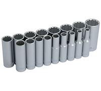 neilsen CT0874 3/8-Inch Deep Socket Set on Rail - Silver (17-Piece)